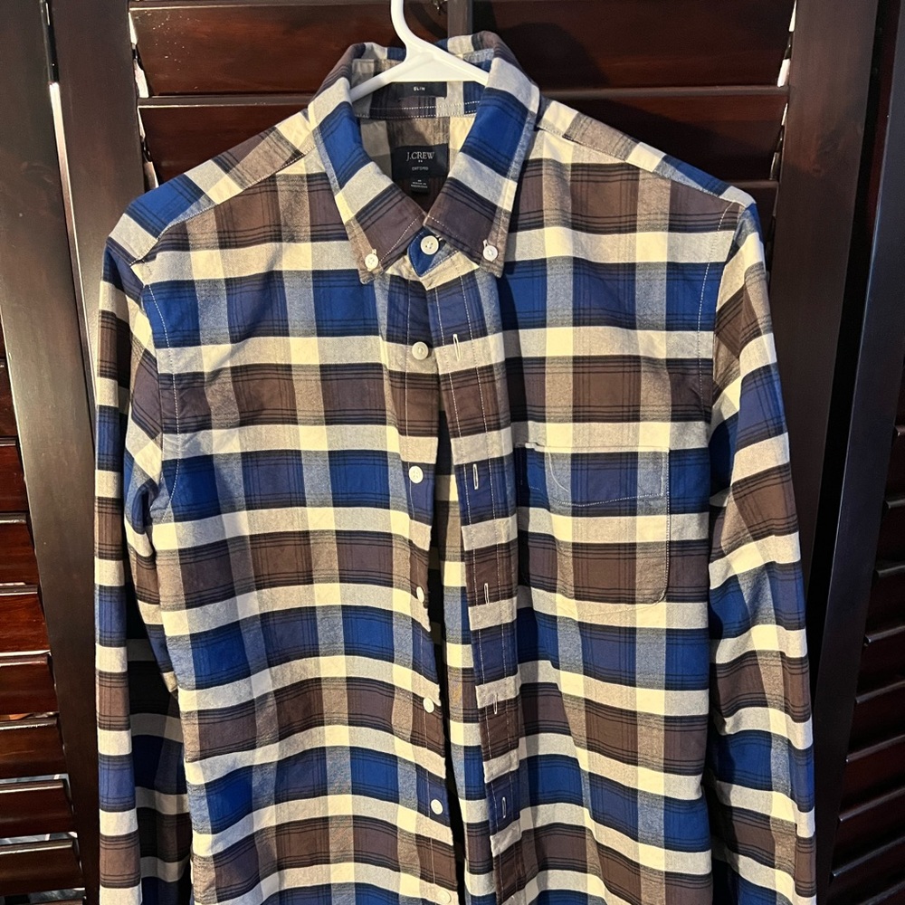 J.Crew Plaid Oxford Cloth Button Down Size M Slim